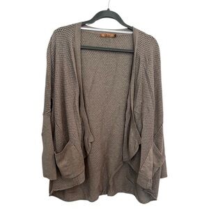 Belldini Cardigan Sweater Brown Taupe Open Front Open Knit Size XL Lightweight